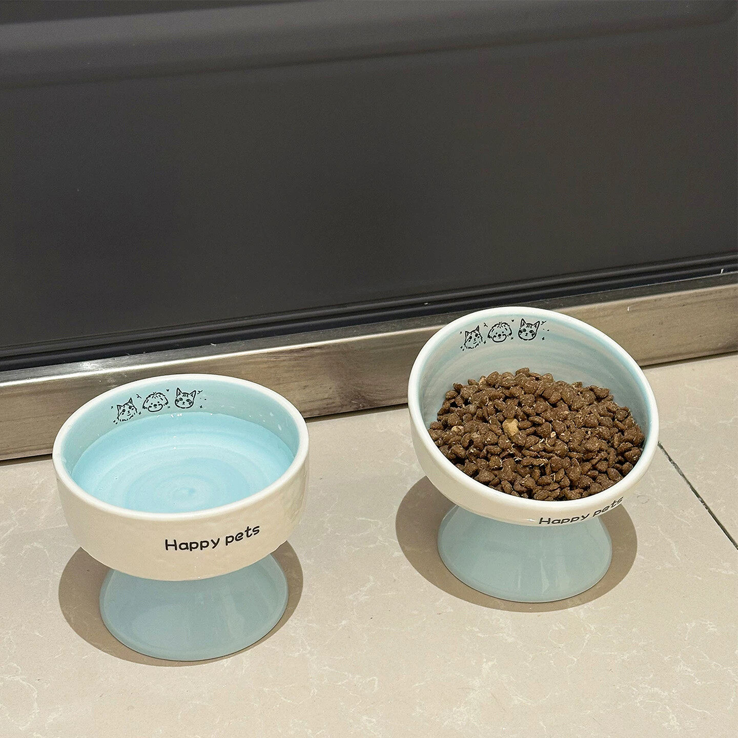 猫碗陶瓷猫食盆增高架保护颈椎防黑下巴狗碗狗盆比熊泰迪粮碗水碗