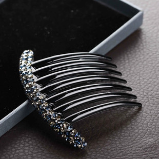 插梳水钻花朵七齿盘发神器发梳防滑发簪盘头简约风优雅发夹头饰女