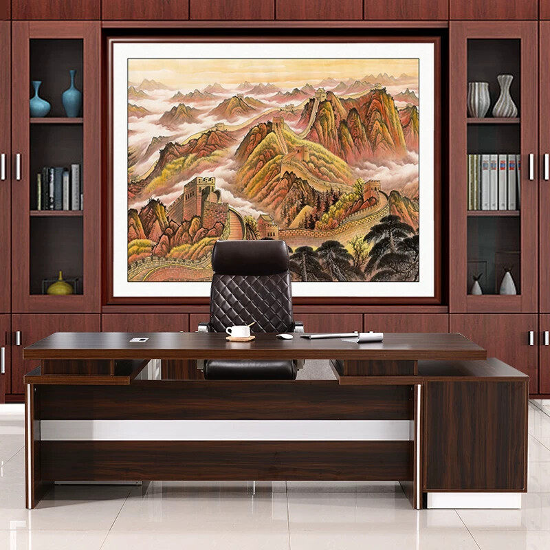 万里长城挂画老板办公室装饰画靠山图字画背景画壁画国画山水墙画