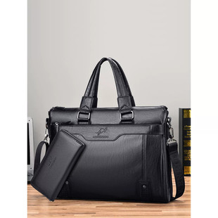 新款 手提包真皮商务公文包大容量电脑包牛皮单肩斜挎包文件包 男士