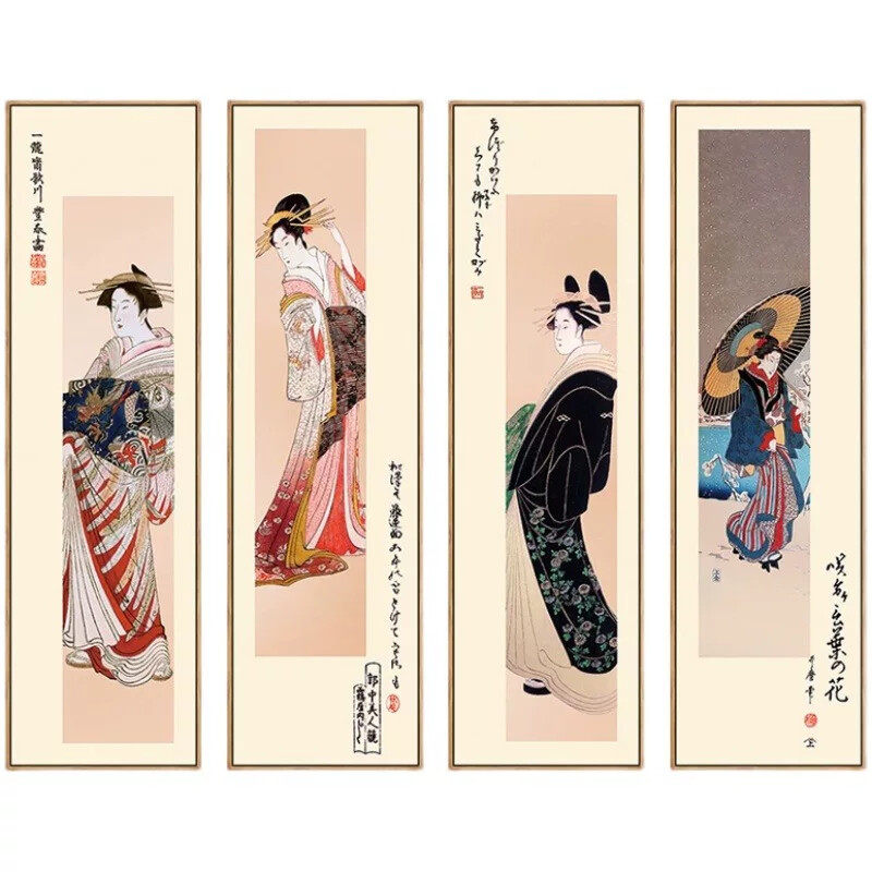 仕女图挂画日式风格浮世绘壁画禅意客厅日料店玄关日本和风装饰画