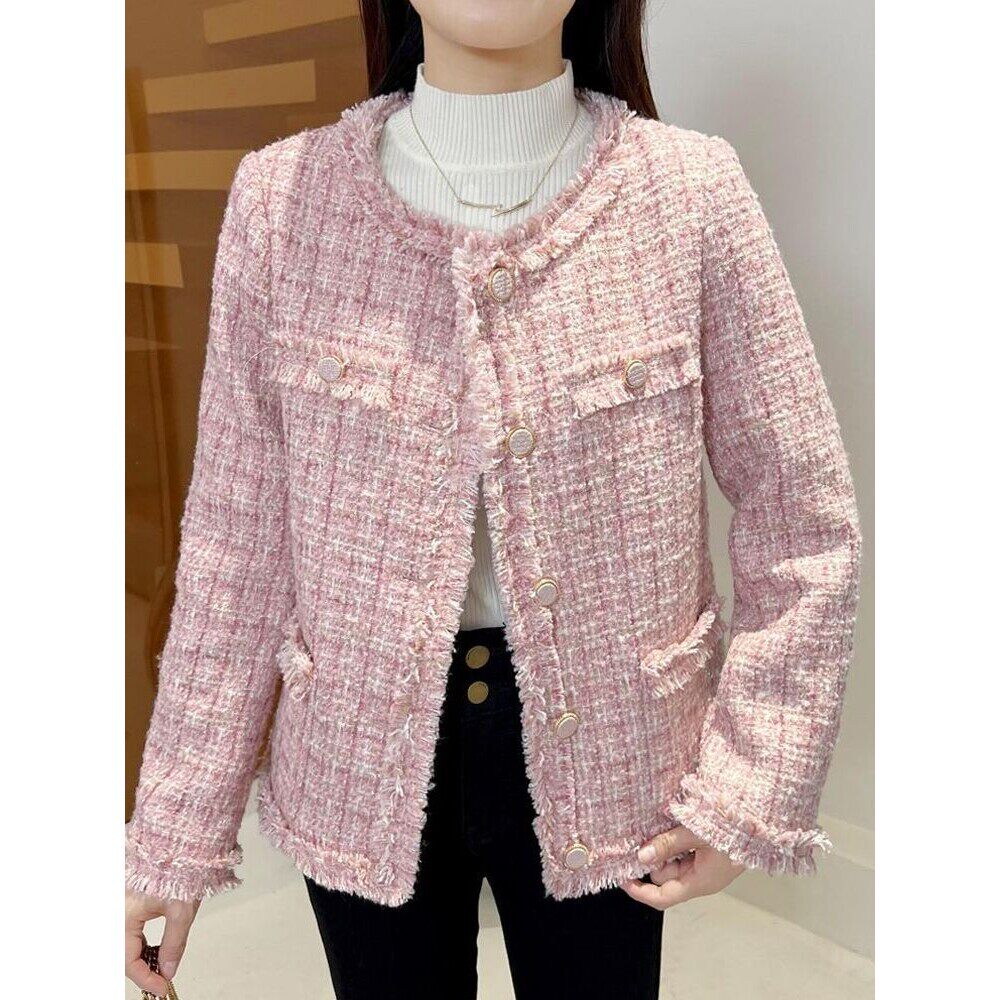 小香风外套女2025春秋冬新款加棉加厚高级粗花呢气质名媛短款上衣