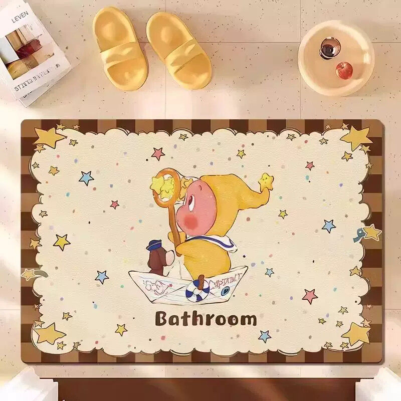 2026新款浴室地垫可爱星星人速干防滑脚垫卫生间软硅藻泥吸水地毯