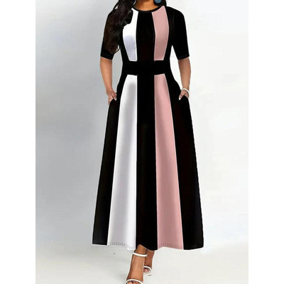 I 45952 Deep V solid dresses 深 V 纯色短袖连衣裙跨境外贸