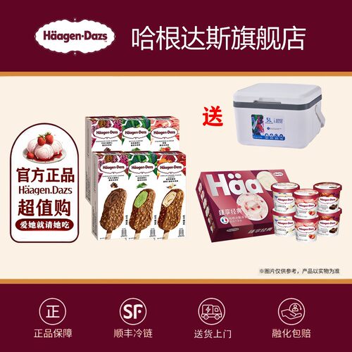 哈根达斯经典小杯六连杯81g*6+脆皮条冰淇淋64g*6加赠保温箱XM