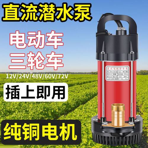 德进插电瓶车直流潜水泵48v60v72伏农用家用12v直流抽水泵浇菜抽