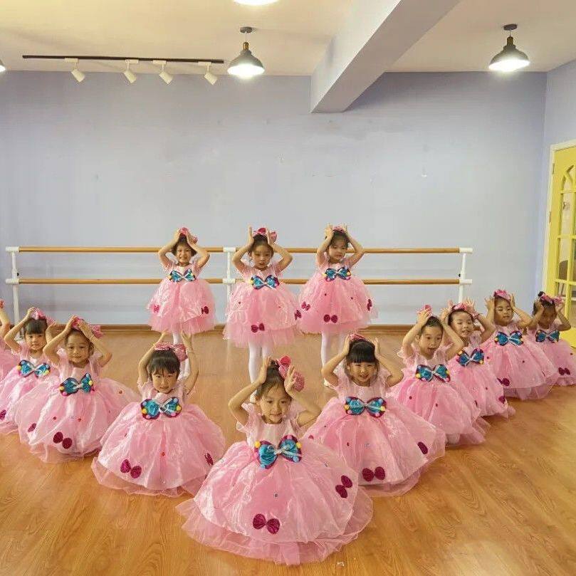 六一儿童演出服无敌小可爱蓬蓬纱裙粉红色蝴蝶公主裙幼儿园舞蹈服