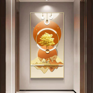 现代玄关装饰画进门入户正对门走廊过道挂画客厅入门玄幻壁画竖版