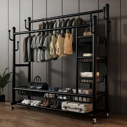 秋冬季特厚晾衣架巨粗32管落地立式衣帽架阳台晒衣架卧室挂衣架