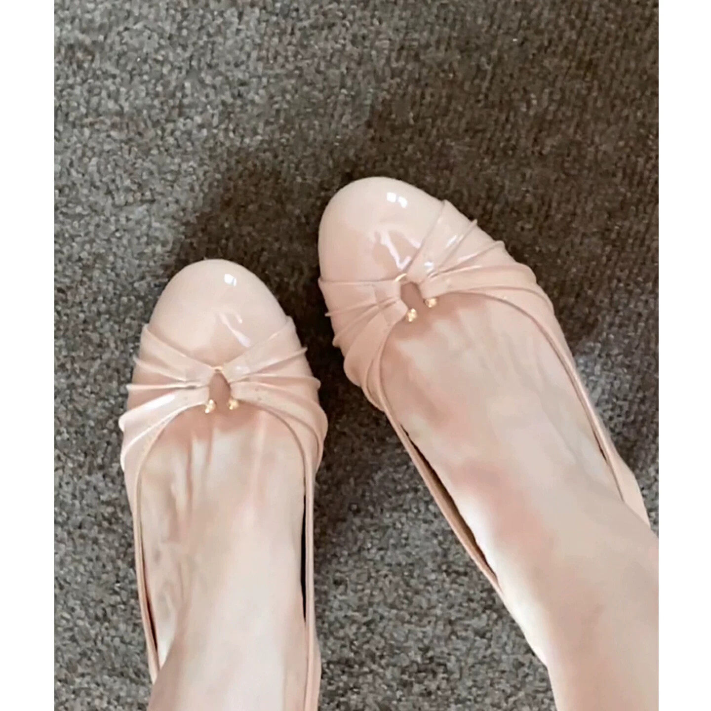 夏娃的新鞋裸色褶皱圆头金属扣细跟高跟鞋女包头一字