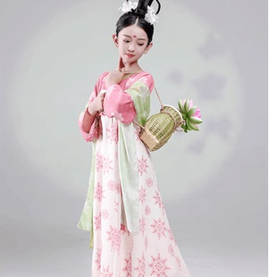 儿童古典舞演出服汉服女款飘逸襦裙池上舞蹈裙道具古风表演服夏款