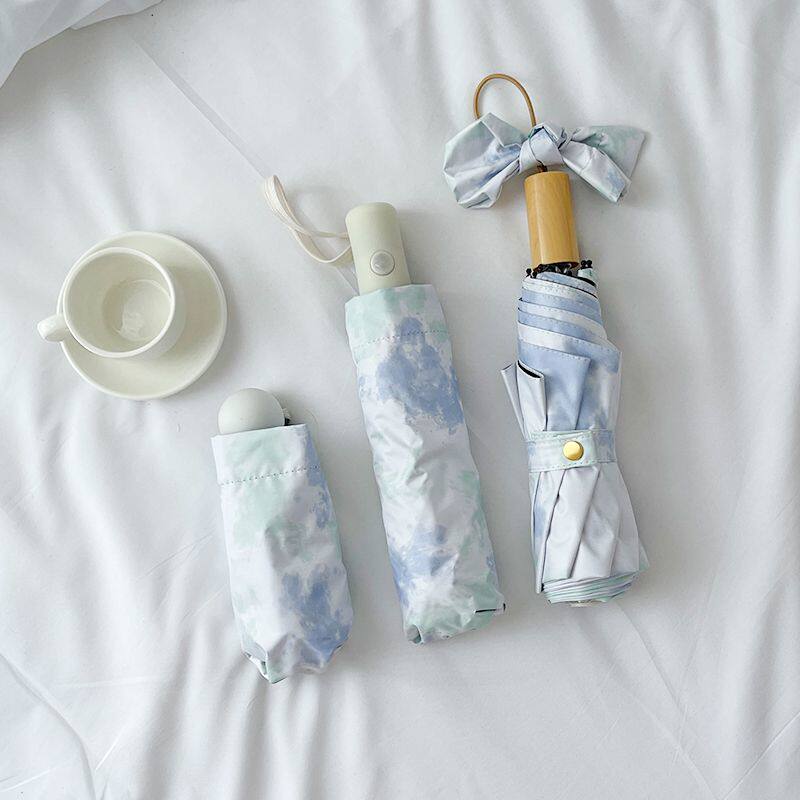 氧气扎染风雨伞便携小巧折叠五折伞晴雨两用全自动太阳