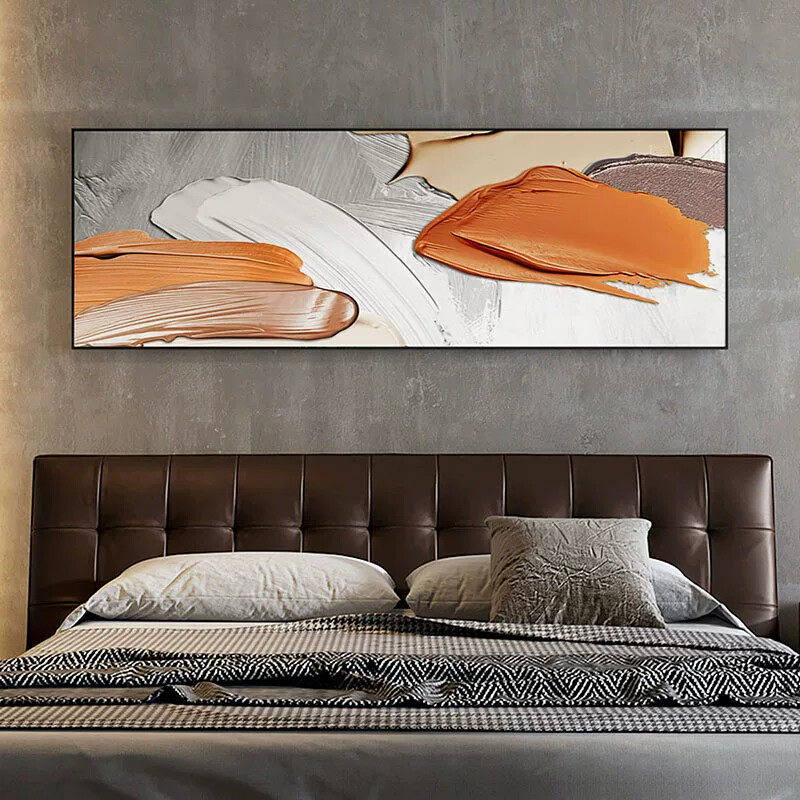 卧室床头装饰画主卧背景墙面壁画侘寂风大气客厅抽象挂画现代简约