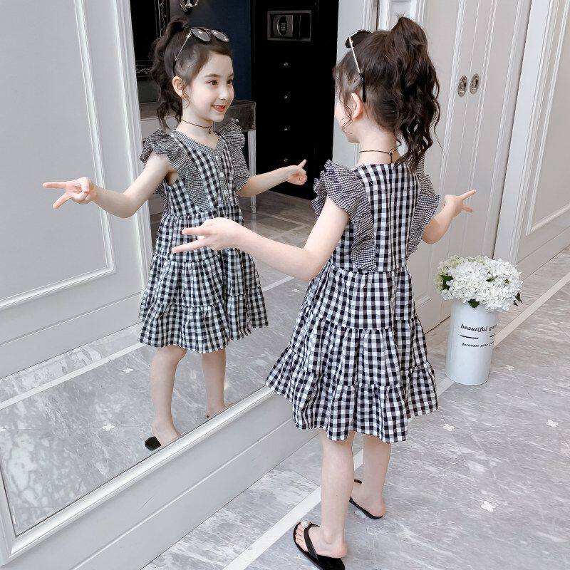 女童连衣裙薄款夏装儿童洋气格子裙韩版儿童夏天裙子2-12岁背心裙