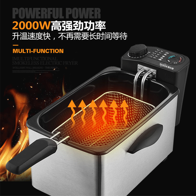 斯乐得电炸炉家用油炸锅小型恒温电炸锅商用摆摊快速加热省油炸薯