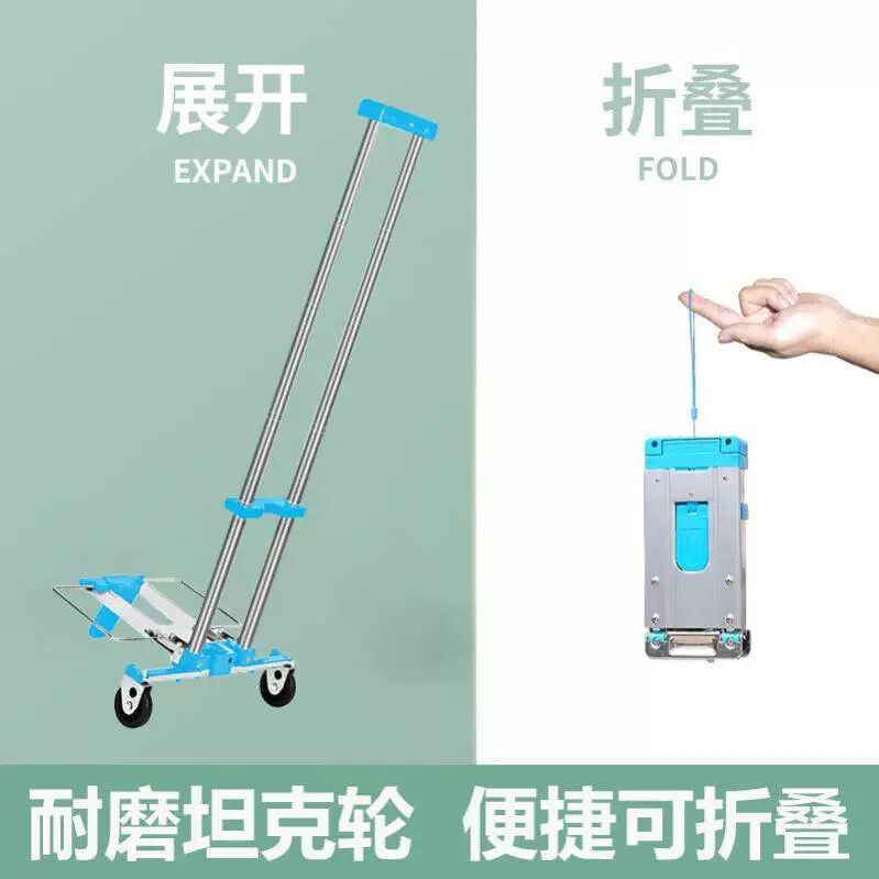 可折叠可携式手拉车购物买菜迷你小拉车超小家用拉货推车行李拉杆