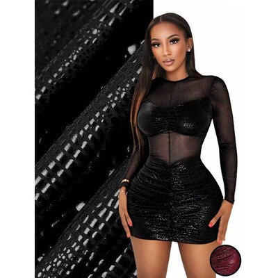Elegant Sheer Mesh Long Sleeve Dress for Women SlimFitting