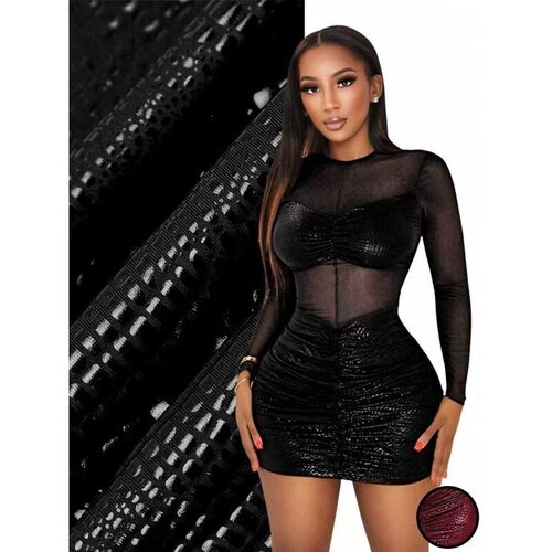 Elegant Sheer Mesh Long Sleeve Dress for Women SlimFitting