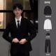 正装 西装 男大学生垫肩西服套装 全套男男士 高级感小西装 潮流男装