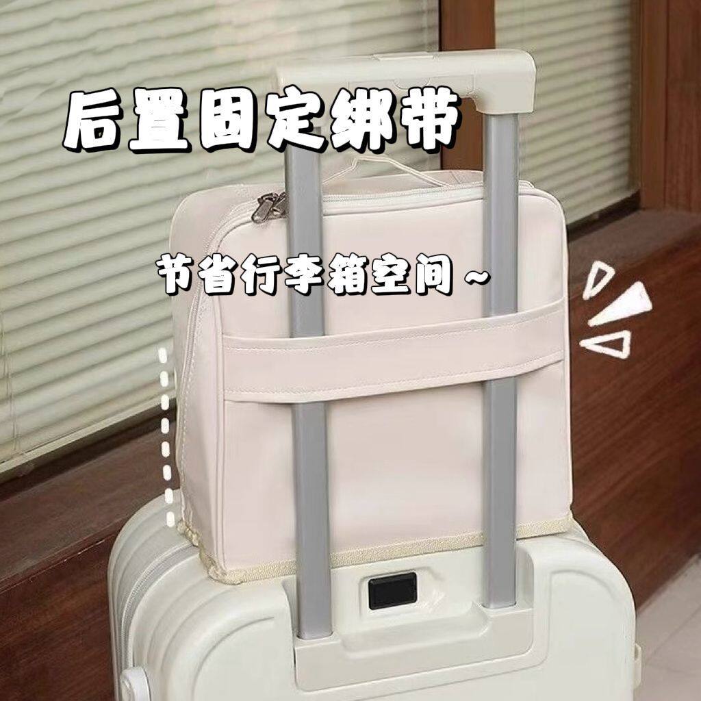 便携化妆包清新波点手提包防水皮革洗漱袋大容量分区可挂行李箱