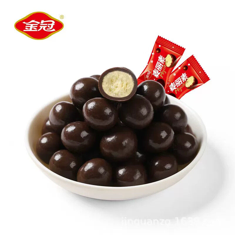 金冠麦丽素散装500g饼干夹心巧克力豆桶装结婚招待喜糖果零食