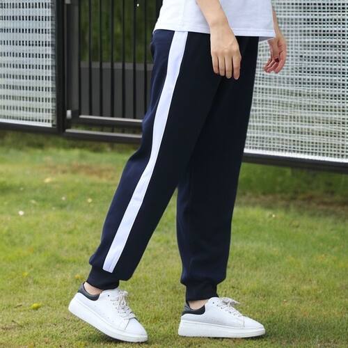 冰丝超薄款一道宽白色杠儿童初高中生小学生深蓝色束脚校服裤夏季