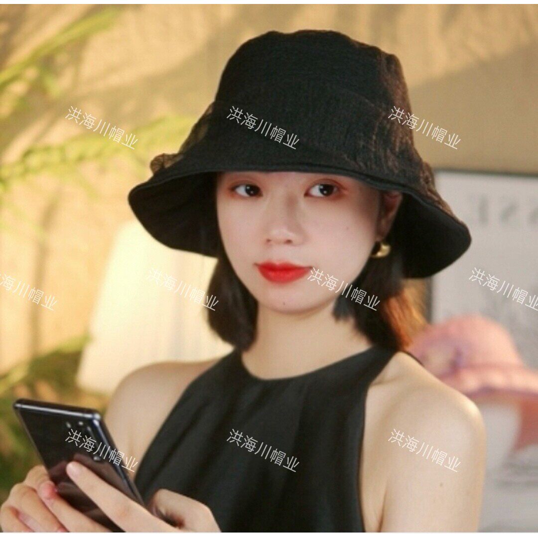 洪海川帽业春夏新款双层云朵纱遮阳防晒百搭气质优雅渔夫帽盆帽女