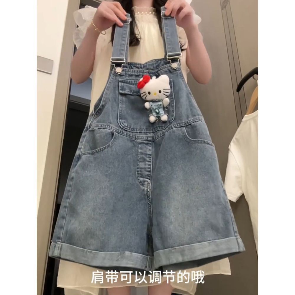 女童背带裤夏装2025新款  韩系甜美复古公仔牛仔百搭款潮流中学生