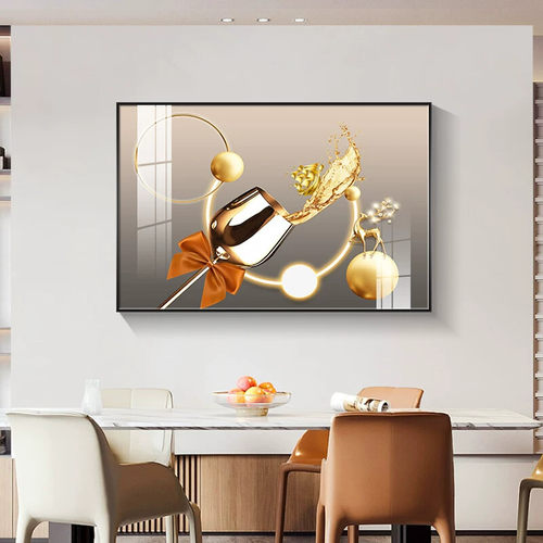 轻奢餐厅装饰画现代简约餐桌背景挂画北欧高档酒杯饭厅餐厅壁画