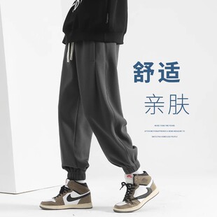 逐速裤子男款秋冬款男士休闲裤加绒加厚长裤美式男生运动束脚卫裤