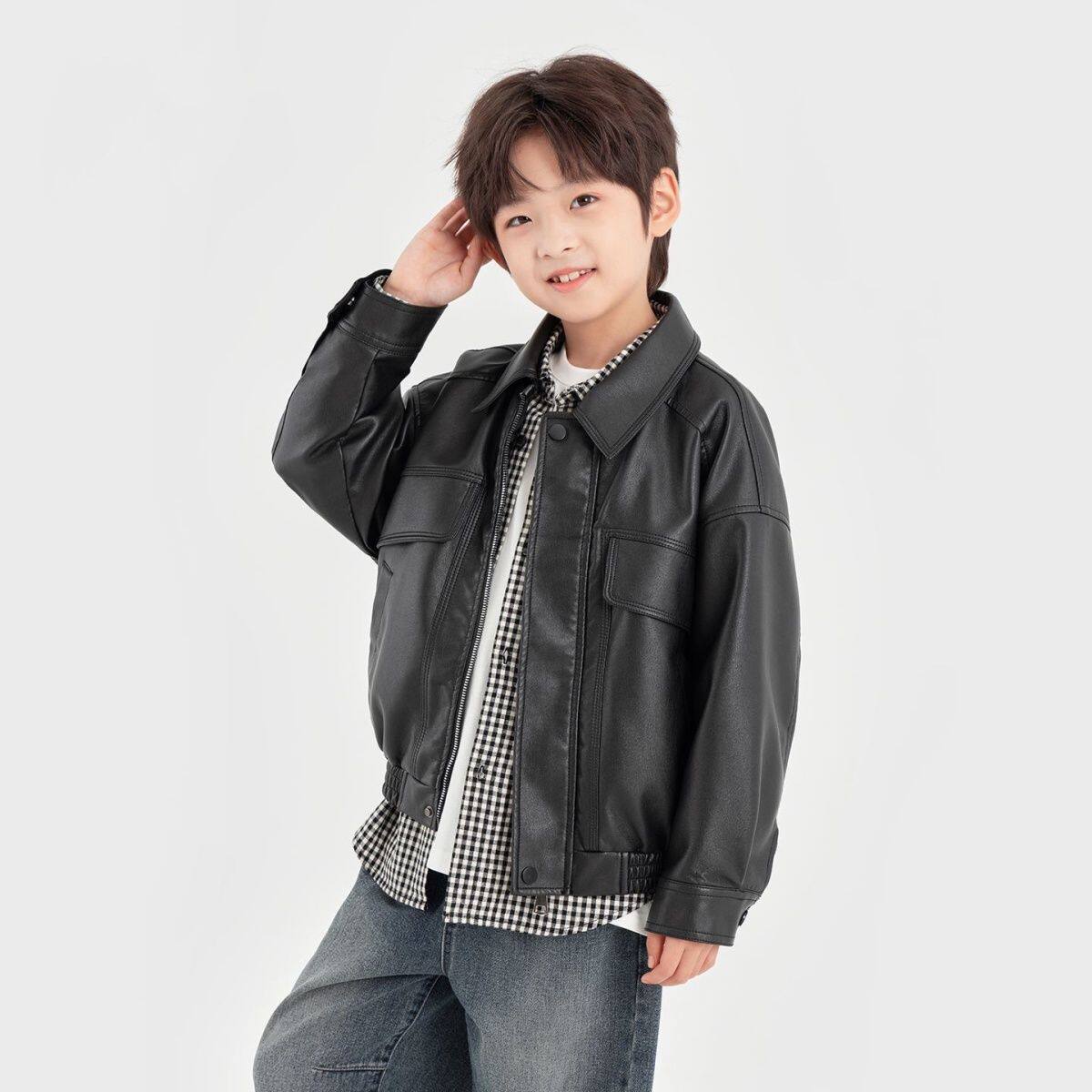 男童皮衣外套2026新款秋装中大童机车服儿童春秋款pu皮夹克韩版潮