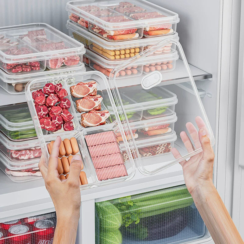 冰箱六格收纳盒冻肉分格盒子冷冻收纳盒专用小号保鲜盒食品分装盒