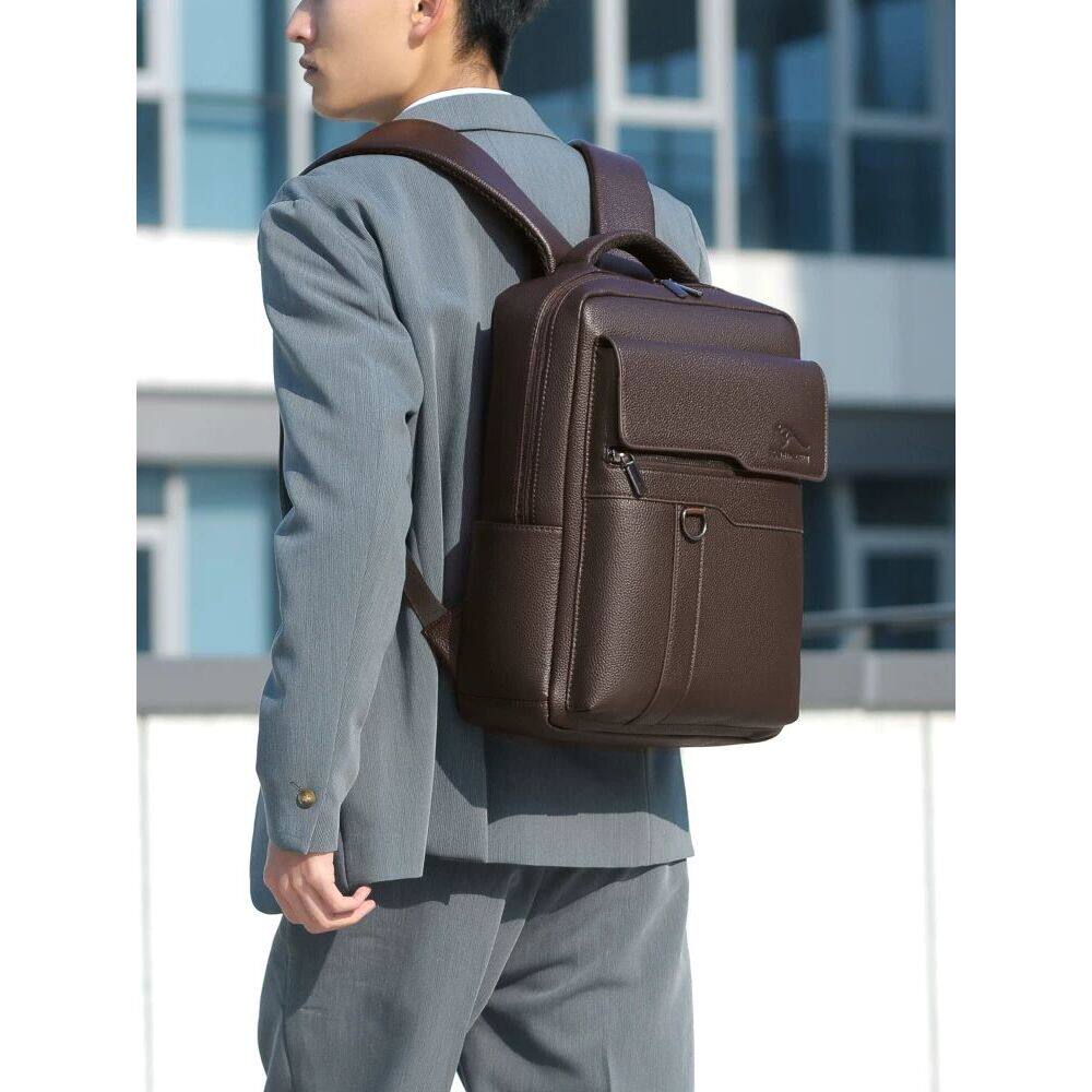 佧蒂袋鼠男士双肩包新款商务通勤包大容量电脑背包休闲出差公文包