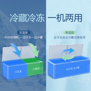 墨香雪冰柜商用大容量卧式超市冰淇淋铜管双门双温柜冷冻冰柜包邮