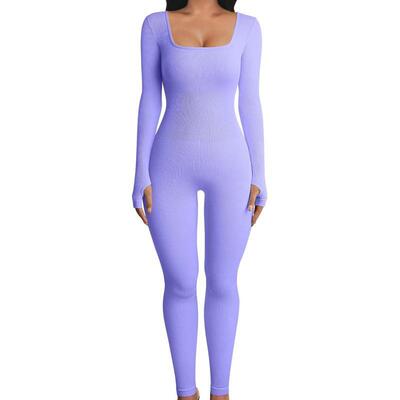 Q 24901 Ribbed Square Neck Yoga Jumpsuit 瑜伽连体衣