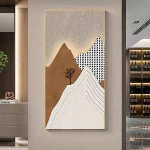 玄关装饰画现代简约客厅挂画正对门入户轻奢壁画过道走廊卧室墙画