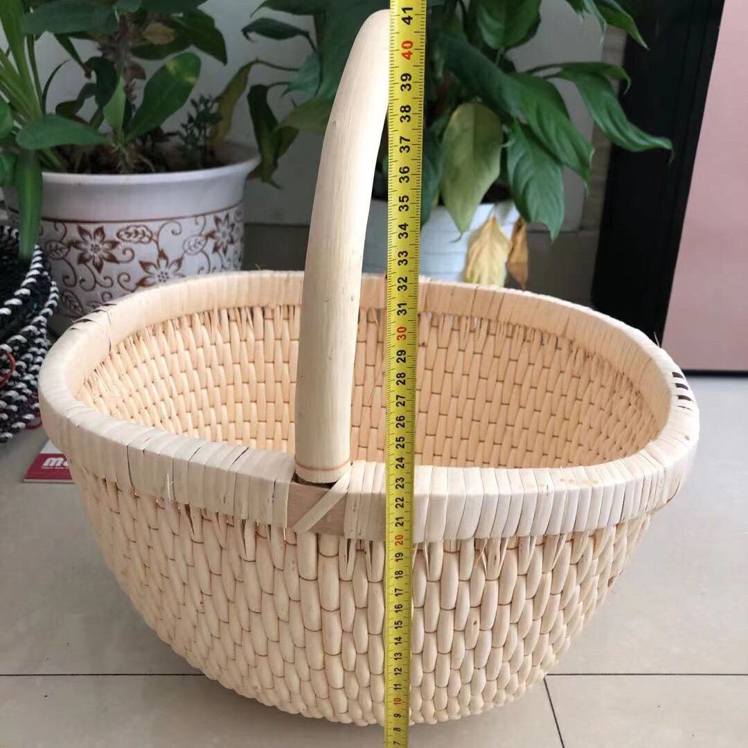 柳编篮子藤编收纳篮菜篮水果篮笸箩垸子编织手提篮购物篮满月