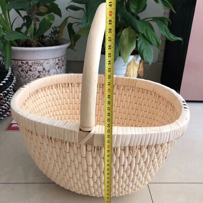 柳编篮子藤编收纳篮菜篮水果篮笸箩垸子编织手提篮购物篮满月