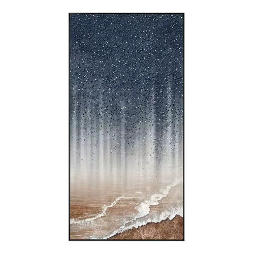 现代轻奢入户玄关装饰画星空抽象画肌理感走廊过道挂画正对门壁画