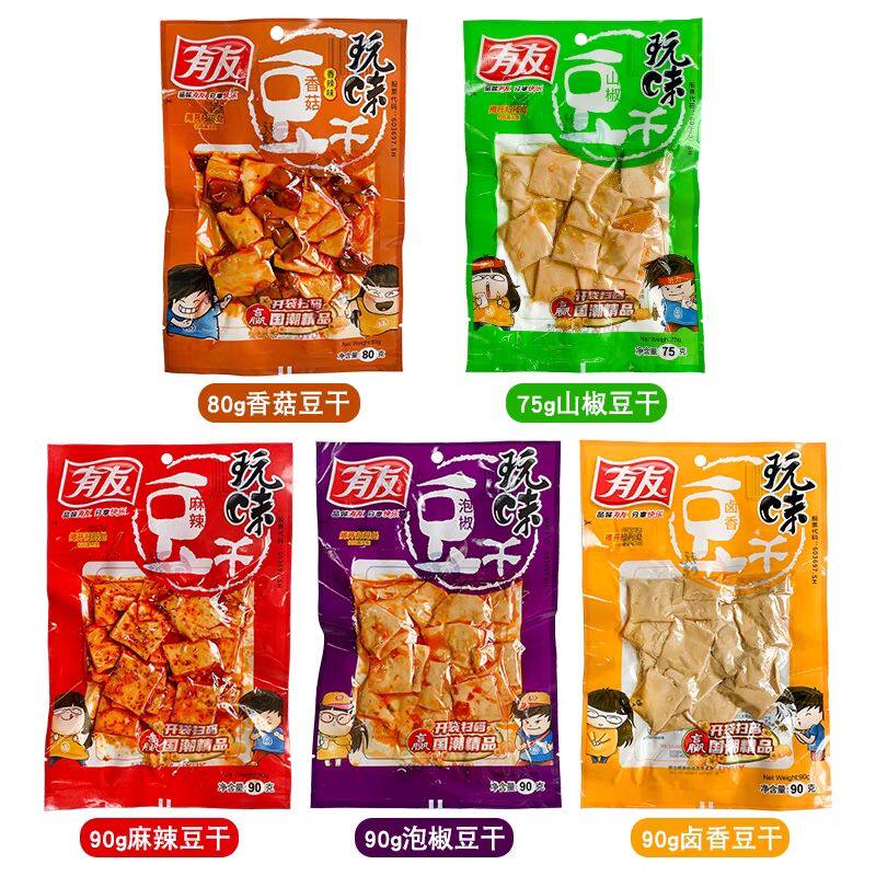有友重庆90g卤香泡椒豆干麻辣风味休闲零食有友豆干小包装