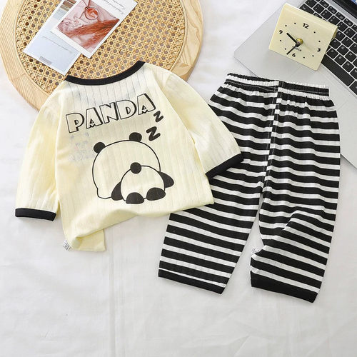 儿童空调服夏季薄款纯棉长袖家居服防蚊服套装1一8岁男女宝宝睡衣
