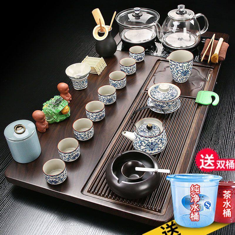 琨德实木茶盘一体紫砂功夫茶具套装家用客厅茶台全自动电磁炉泡茶