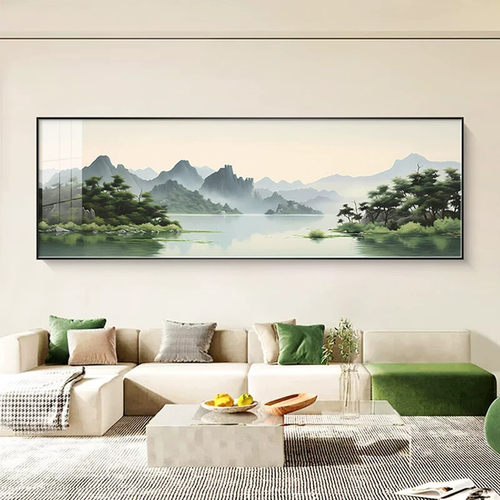 客厅装饰画山水画高档大气沙发背景墙挂画现代简约办公室风景壁画