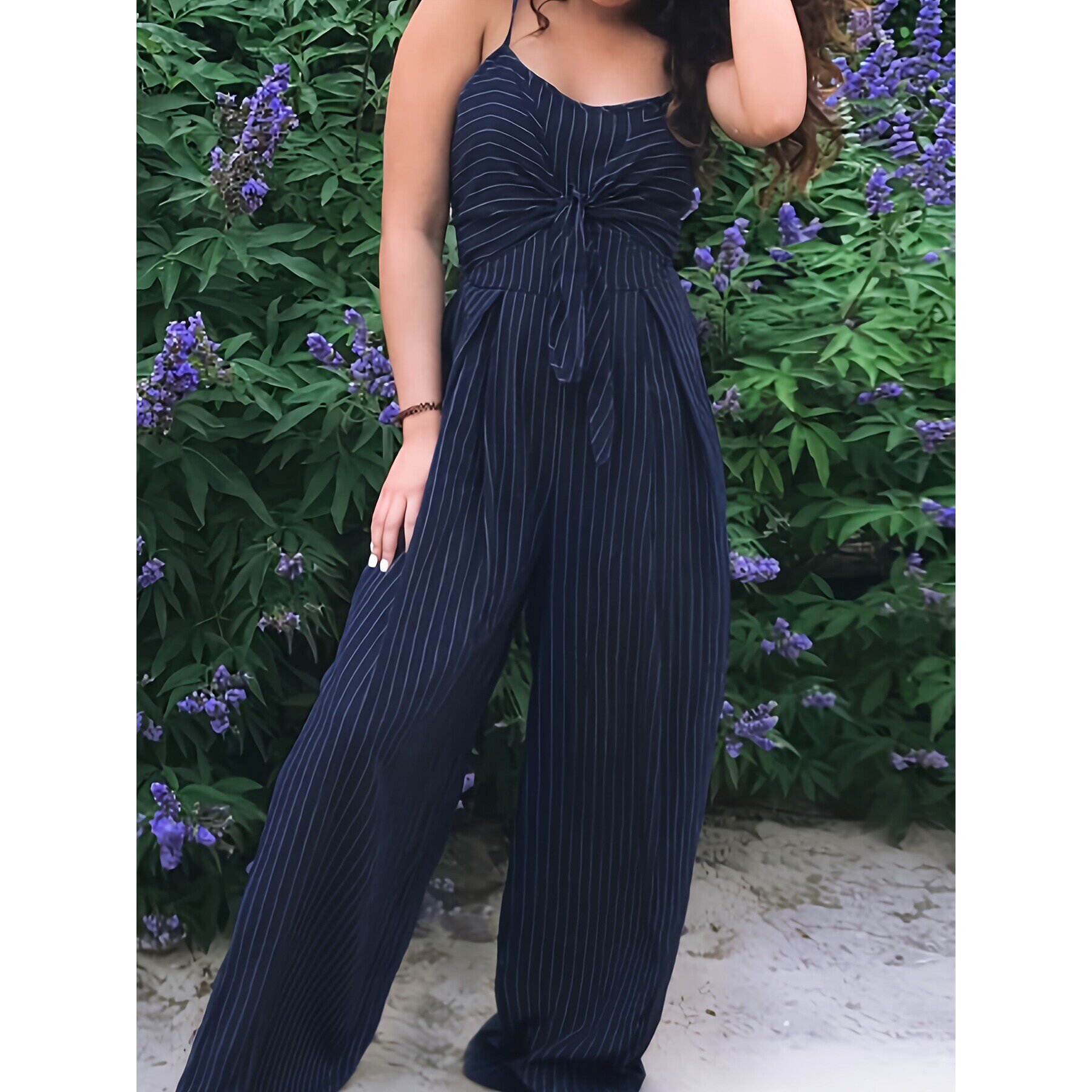 X 12055 Bow Tie Strappy Jumpsuit 条纹连体裤 亚马逊跨境欧