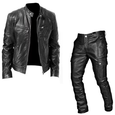 Cool clothes Fall Winter Men Suit Leather Clothes Leather