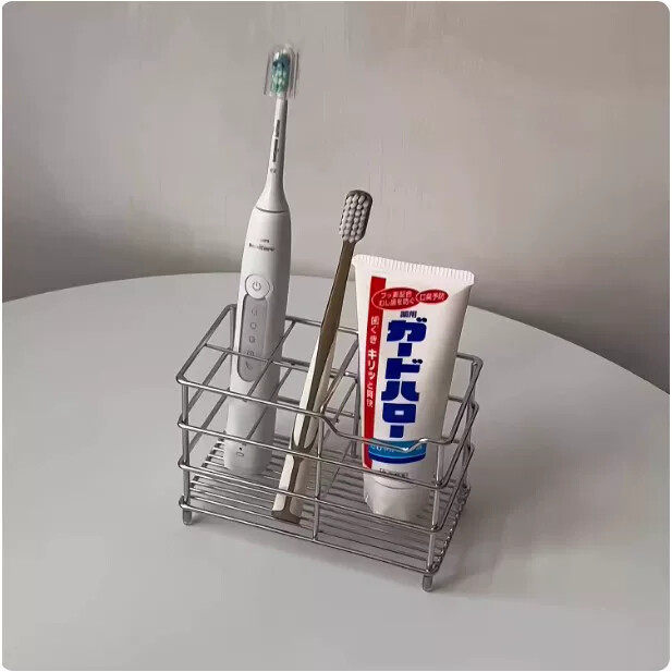 不锈钢牙刷架电动牙刷牙膏收纳架沥水牙具座置物洗漱台卫生间浴室