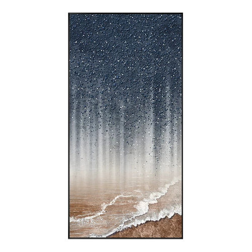 现代轻奢入户玄关装饰画星空抽象画肌理感走廊过道挂画正对门壁画