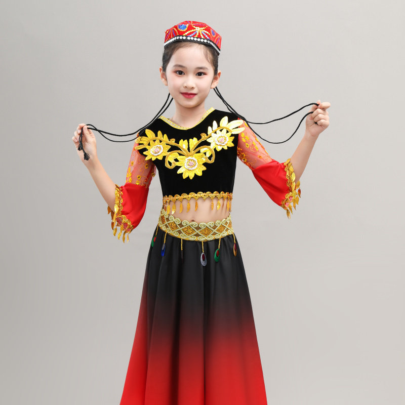 元旦儿童维吾尔族新疆舞蹈服回族服装幼儿男女童少数民族演出服装