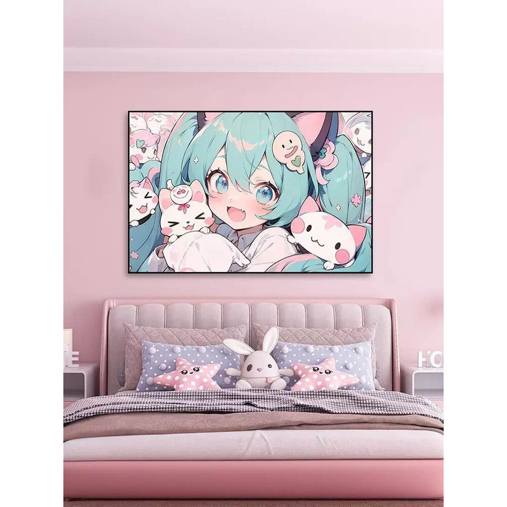 初音未来装饰画网吧电竞房二次元动漫周边miku挂画卧室美少女壁画