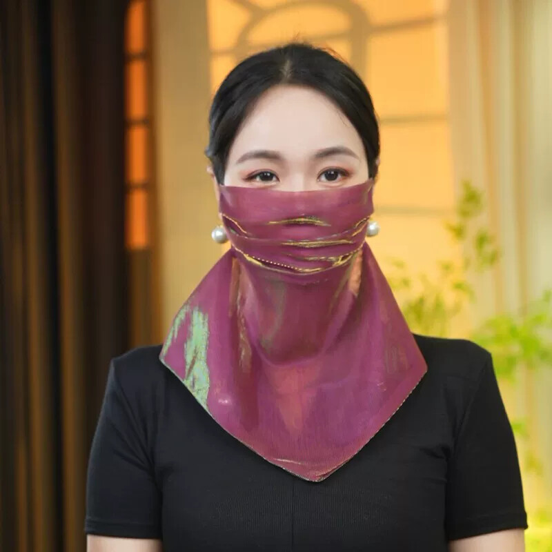 时尚百变防晒面纱夏天夏季透气百搭薄款渐变面罩女款护脖韩版丝巾